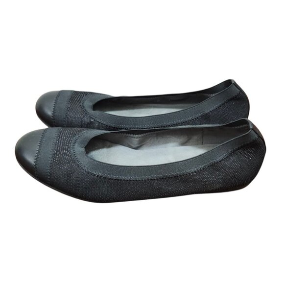 Stuart Weitzman Black Leather & Elastic Ballet Flats Size 8.5 - Picture 6 of 15